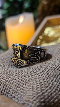 Image 9 of 👑The Armored Kingdom Thor’s Hammer Godforge Ring-Scratch Resistant-Exclusive-Rust Proof-Viking
