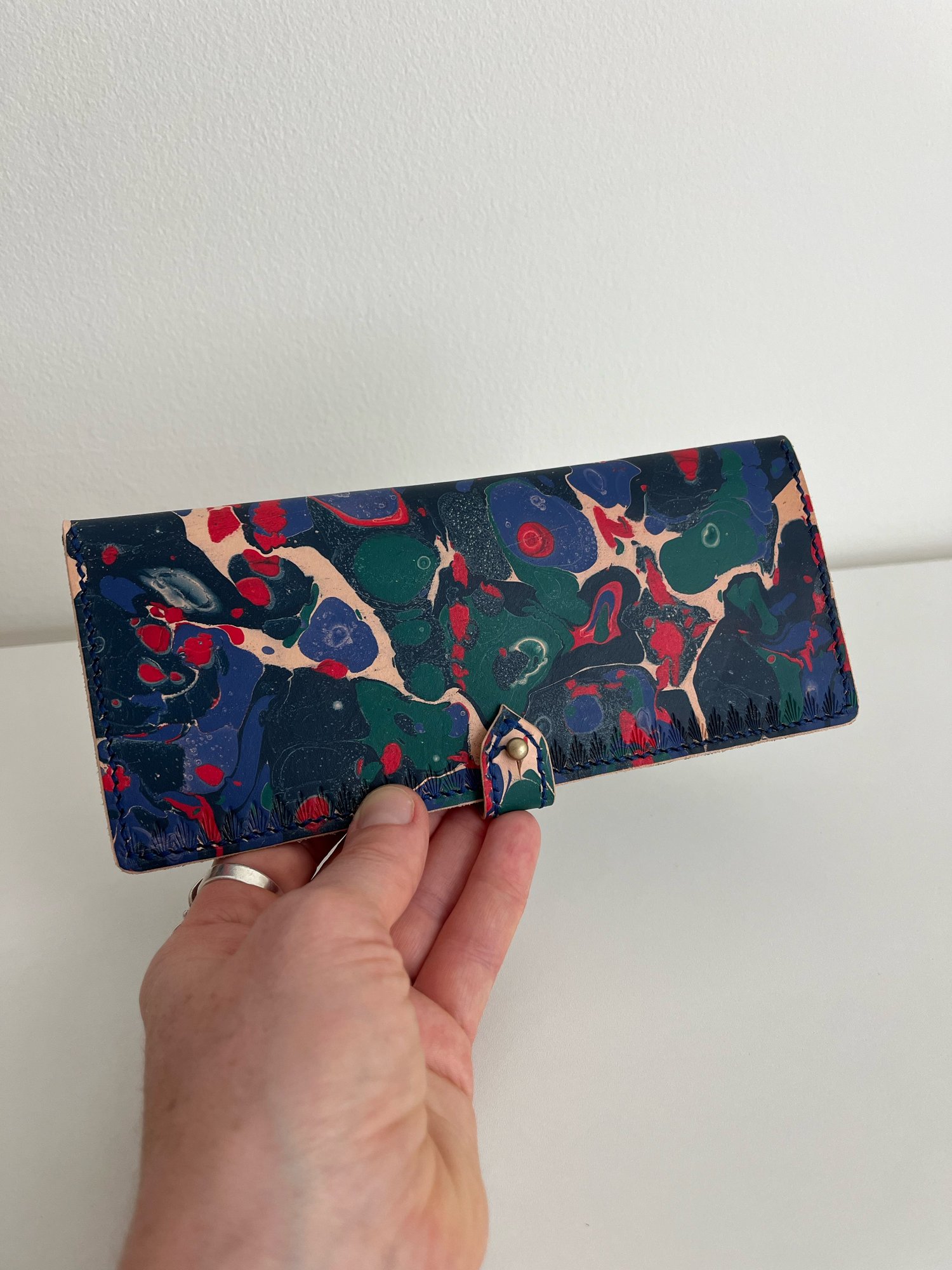 Image of Red/Blue/Green Marbled Long Wallet