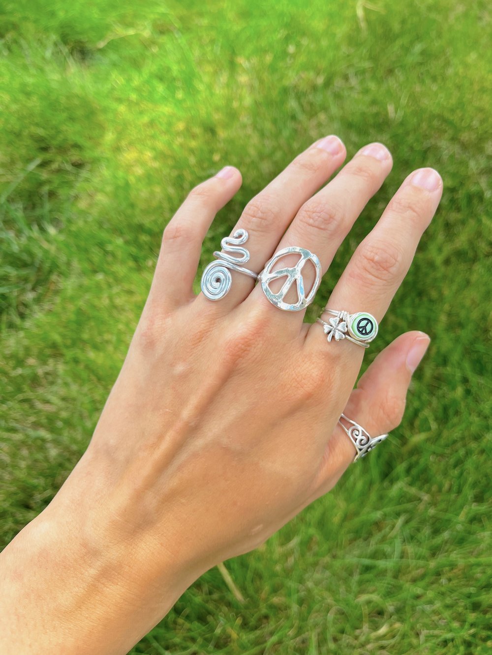 Image of Peace Sign Adjustable Ring