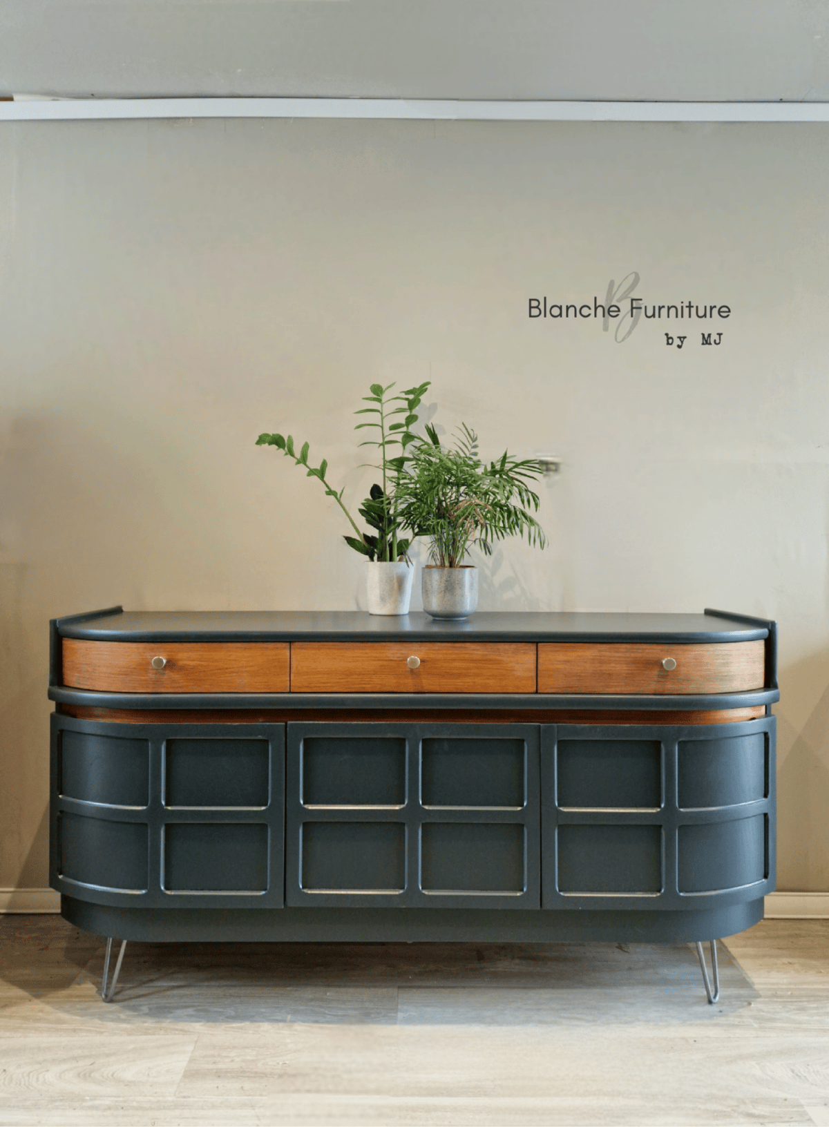 Image of Custom Order: Stunning Curved Sideboard in Copper Beach and Knot Knobs