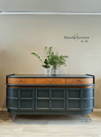 Luxurious, Large Curved Sideboard by Nathan, in Grey with Brushed Silver accessories