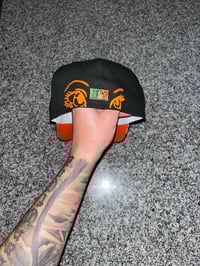 Image 4 of ORANGE BRIM REAL TREE BLACK NY METS CUSTOM FITTED CAPS 