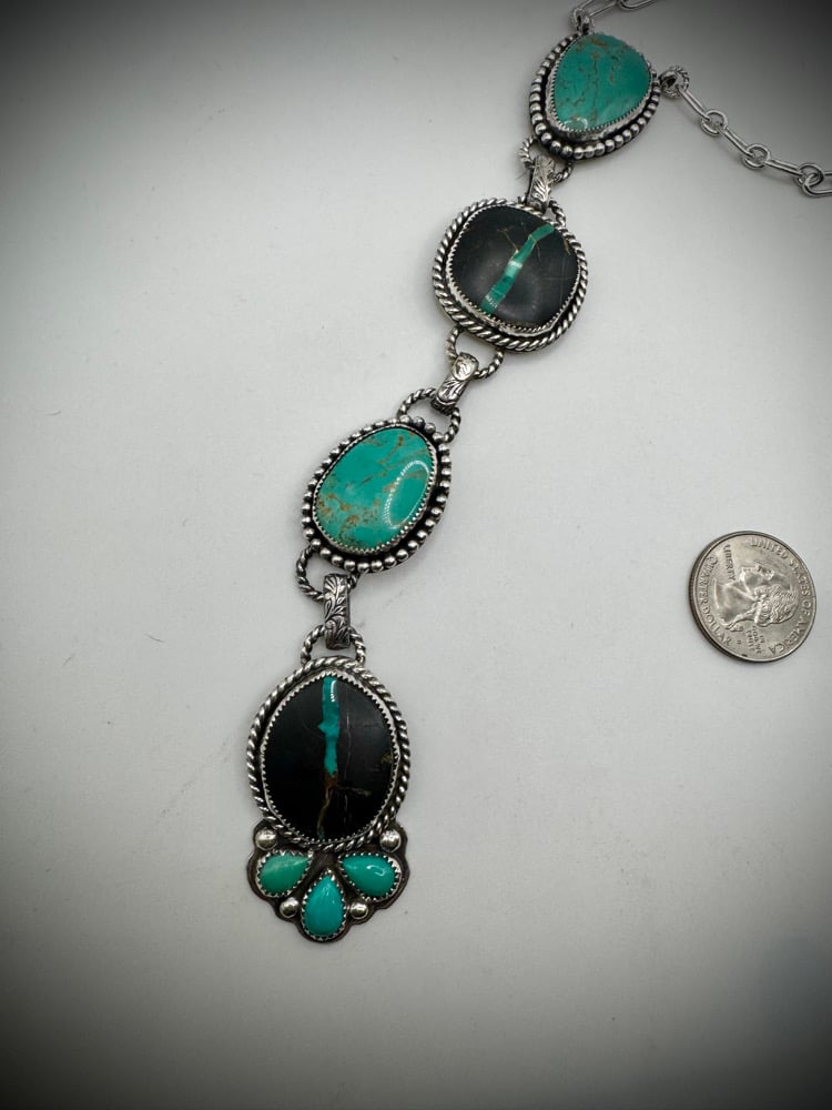 Image of Blackjack & Royston Turquoise Lariat Necklace