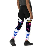 Image 2 of BOSSFITTED White Pink and Blue Sports Leggings