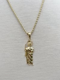 Image 3 of Rope Necklace Large Saint Judas Pendant Set Gold Plated for Men/Urban Style Rope Chain Set”
