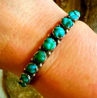 Image 1 of Carved turquoise vintage stacker cuff 