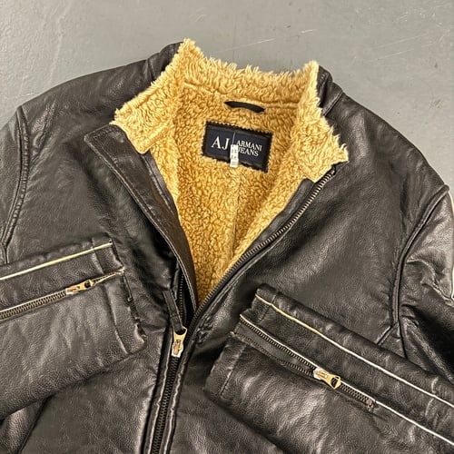 Image of Armani sherling leather jacket, size medium