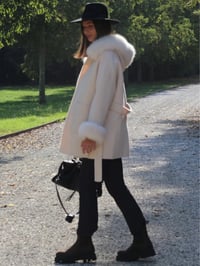 Image 3 of Cream Loro Coat With Fur Cuffs