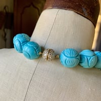 Image 5 of Magnesite Turquoise Shou Chinese Beaded Necklace