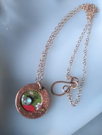 Apple Barrel Upcycled Tin, Copper, & Rainbow Moonstone Pendant