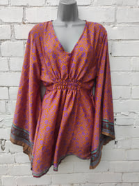 Image 1 of Boho Bali mini dress / tunic pink yellow