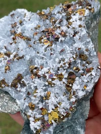 Image 3 of UV Calcite With Chalcopyrite Flakes Specimen #1914 