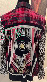 Image 1 of Vintage Funky Red/Black Flannel Shirt Leopard Sleeves Vinyl Record