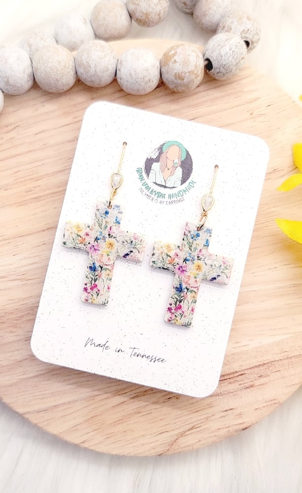 Image of Floral Cross Dangle