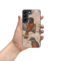 Image 1 of Antique Bookpage Sepia Illustration Colorful Birds Clear Case for Samsung®