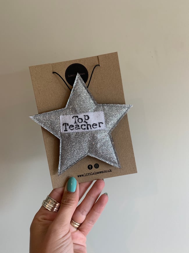 'Top Teacher' Glitter Star Decoration