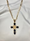 VIRGIN MARY BLACK DIAMOND GODDESS CROSS NECKLACE 