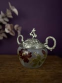 Magnifique sucrier en verre peint, d’époque Art Nouveau, 1900