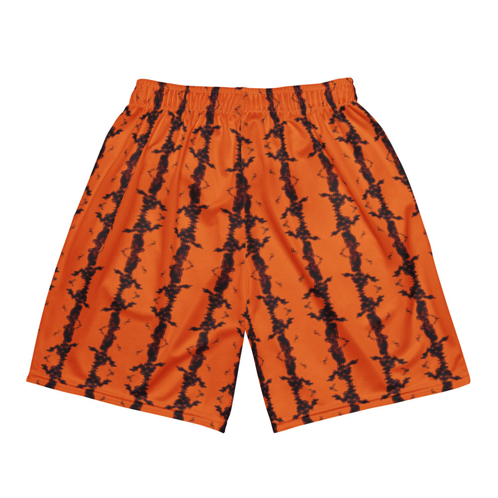 Image of barbed jester lifting shorts in limited halloween orange