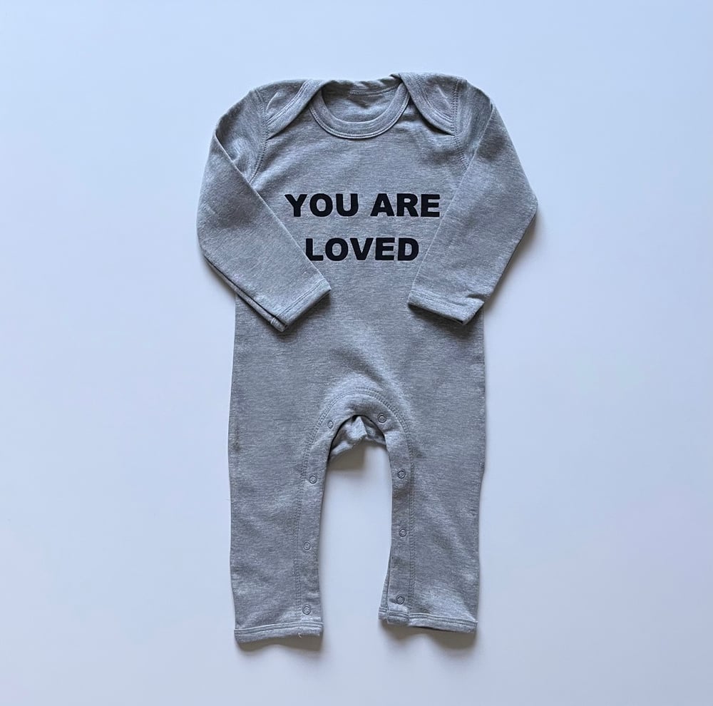 You Are Loved Baby Play Suit Grey Marl