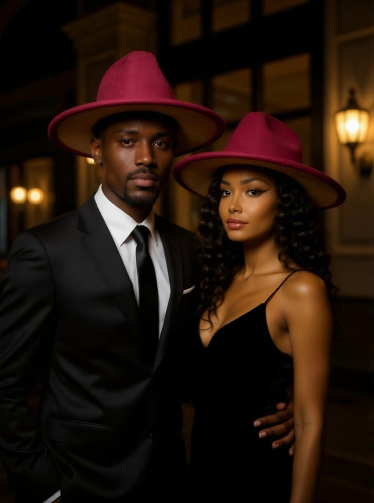 Image of 2 Tone WIDE BRIM Fedora Hats