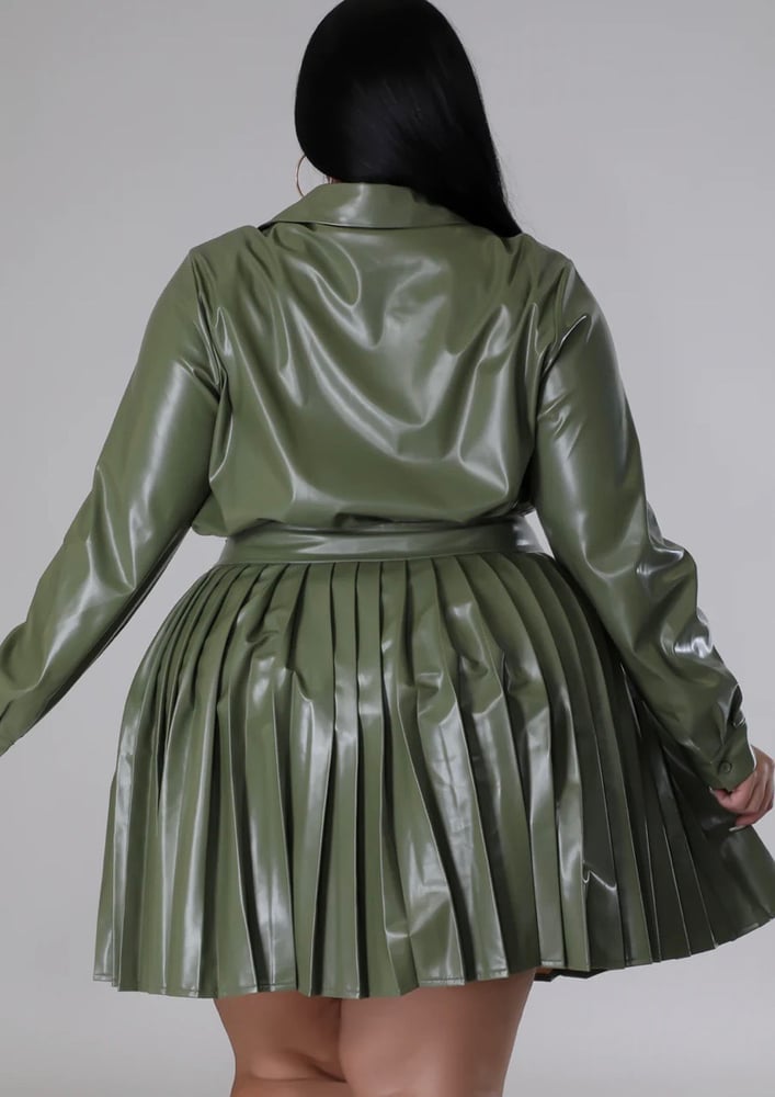 Image of Plus Olive pleated Skirt & Top set 