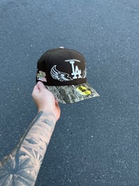Image 1 of  REAL TREE BRIM MOCHA LOS ANGELES DODGERS CUSTOM FITTED CAP