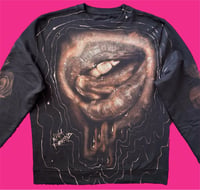 Image 2 of “RADIATE HEAT” CUSTOM BLEACH PAINTES PULLOVER SWEATSHIRT LARGE