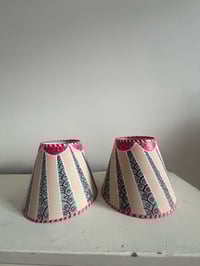 Image 3 of Foxgloves - a pair of hand painted fabric shades, 19cm base 