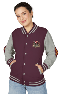 Image 4 of Washington Commander Letterman Jacket Burgundy/Grey