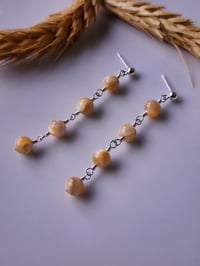 Image 1 of Golden Brown Mother of Pearl Earrings/14k Gold-filled/Sterling Silver Dangle Earrings