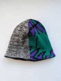 Image 4 of Upcycled Reversible Beanie Purple x Black Cashmere