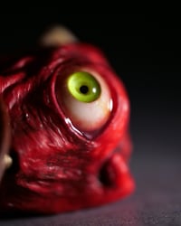 Image 21 of Egg of the King big eyes pendant, leather cord, brass hardware, OOAK,