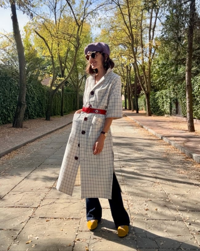 WHITE AND BLUE CHECKS COAT KAFTAN