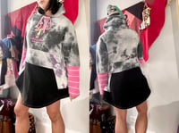 Image 5 of chillin tiedye mushroom pink courtneycourtney adult L/XL extra large hoodie sweatshirt tunic mini 