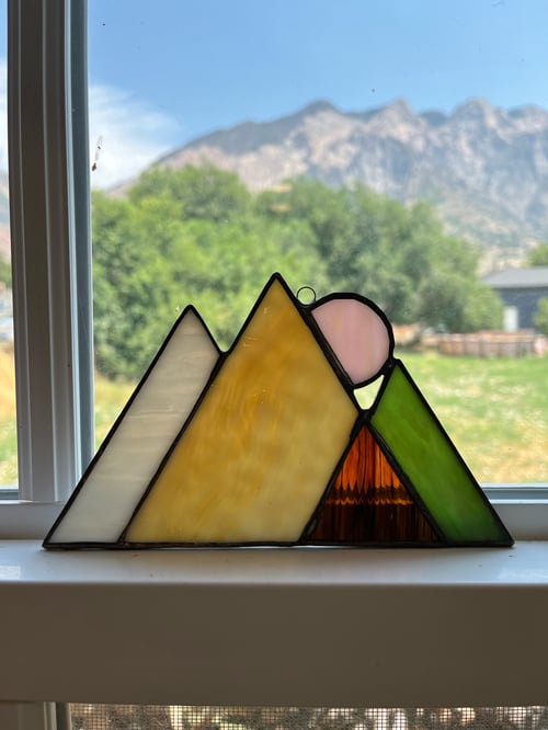 Image of Moon Mountain Range-stained glass