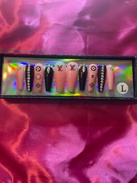 Image 2 of Nails - M/L Luxury Louis Vuitton (Pink/Black)