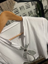 Image 3 of crop white rhinestone top 