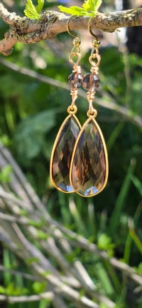 Image 3 of Slim Smoky Teardrop Earrimg