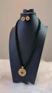Image 1 of Sabita Long American Diamond Hydrocrystal Necklace Set with Earrings and Ring