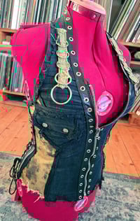 Image 8 of Frayed denim halterneck vest