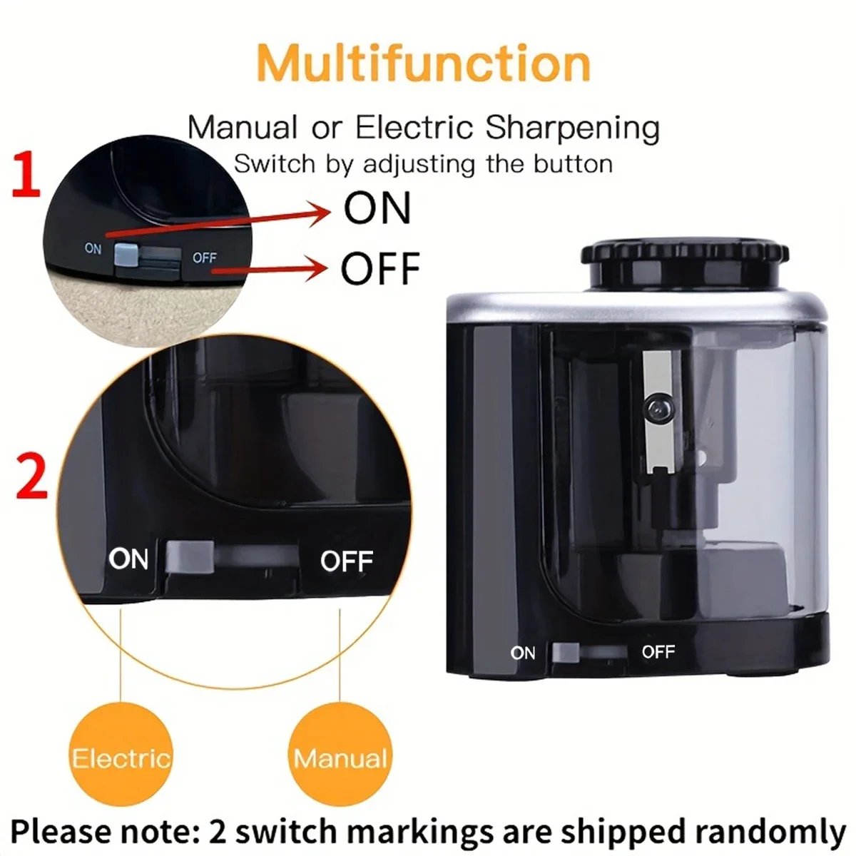 Image of Electric Sharpener Assembly Desktop Automatic Pencil Sharpener Suitable To Pencils (6-8mm) for Stude