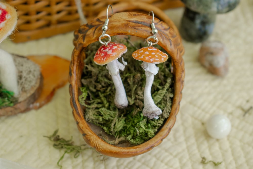 Image of Fly Agaric Mushroom Earrings