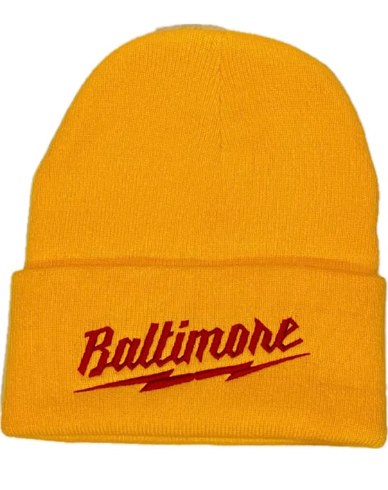 Image of Baltimore Bolt Beanie gold/red (free shipping)
