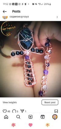 Image 3 of Copper Obsidian Ankh Necklace 