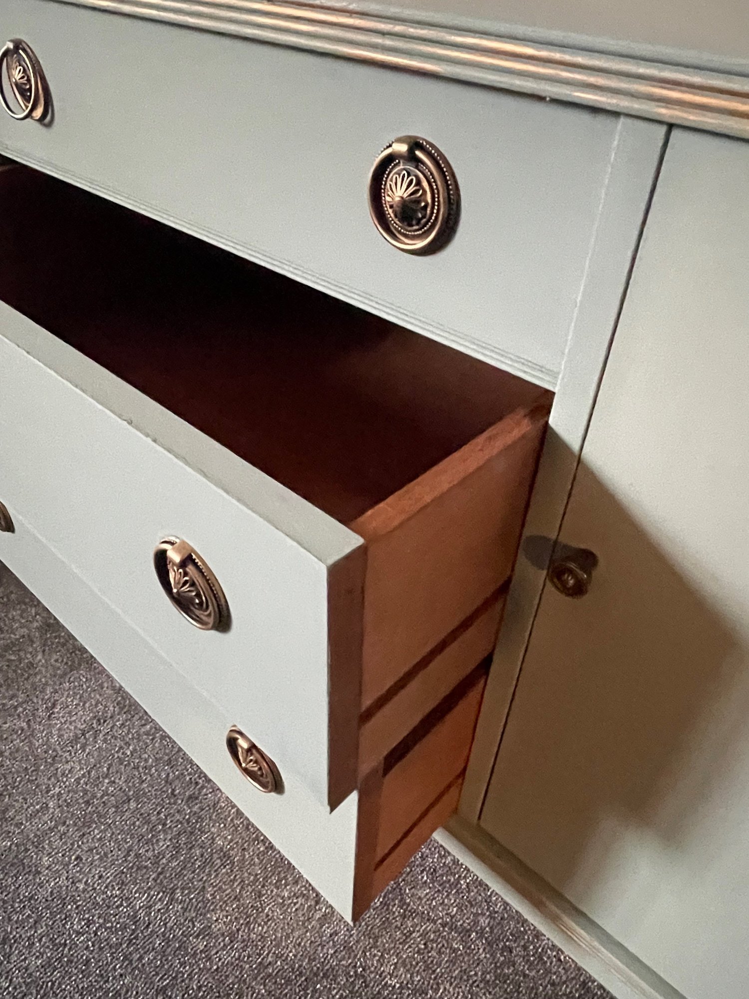 Image of Duck egg blue sideboard with Glass top