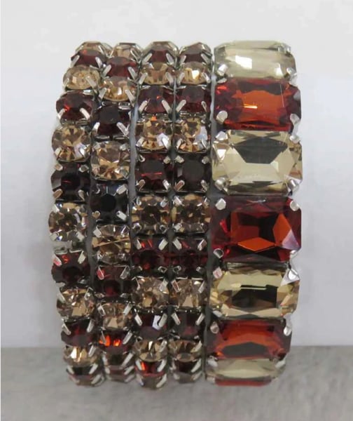 Image of  SILVER STRETCH BRACELETS BROWN STONES