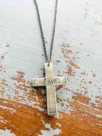 Image 2 of sterling silver lapis cross necklace