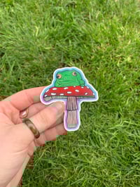 Frog on mushroom sticker 