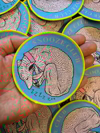 ‘Snooze club” fabric woven patch 90’s Neon